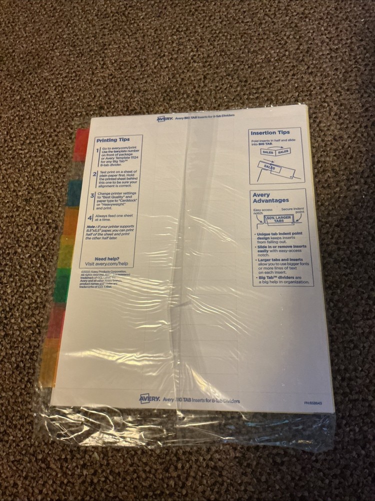 AVERY (9-PACK) Insertable Big Tab Dividers 3-Hole 8-Set Double-Sided Buff 11111