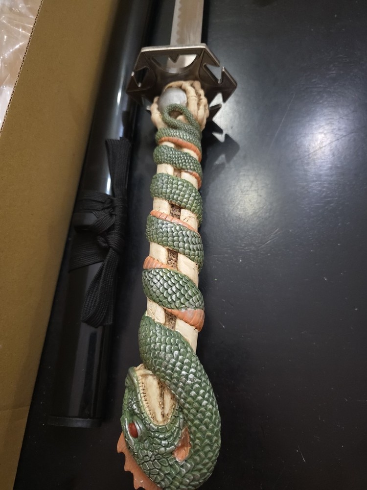 Coiling Dragon Skeleton Katana Replica Display 38"