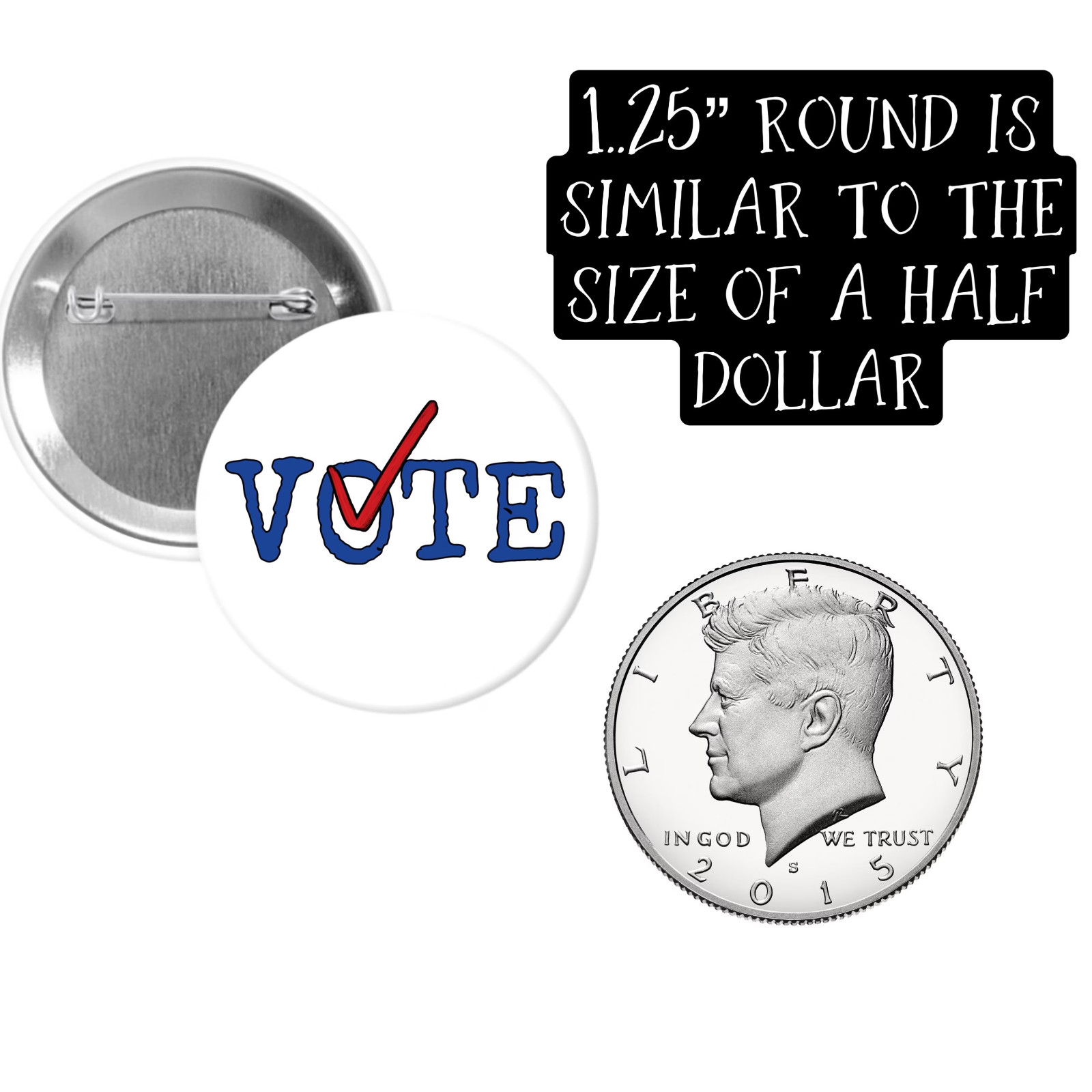 CUSTOM PINBACK BUTTONS Four sizes! Pin Customized Personalized Create Your Own