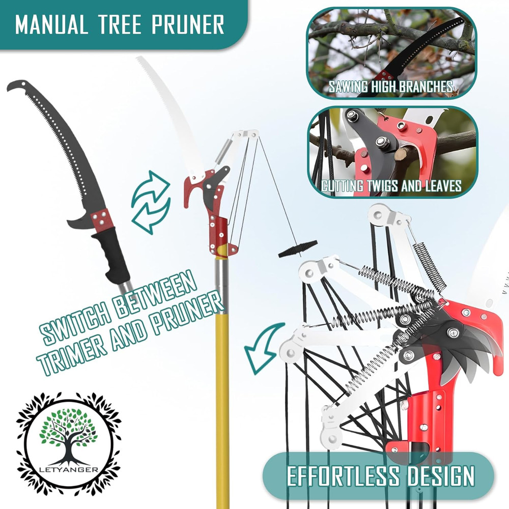 Pole Saws for Tree Trimming, 7.3-27 Ft Extendable Tree Trimmers Long Handle Prun