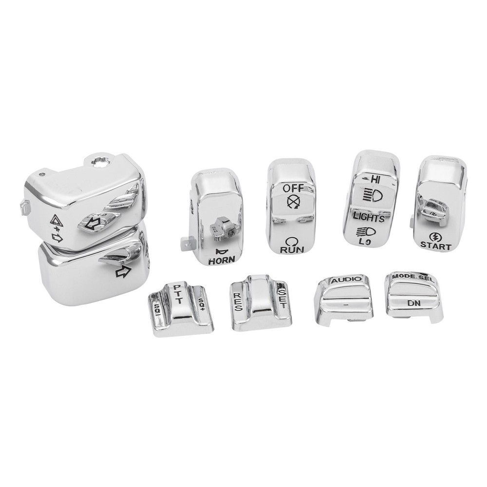 Chrome Hand Control Switch Buttons Caps For Harley Touring Electra Road Glide