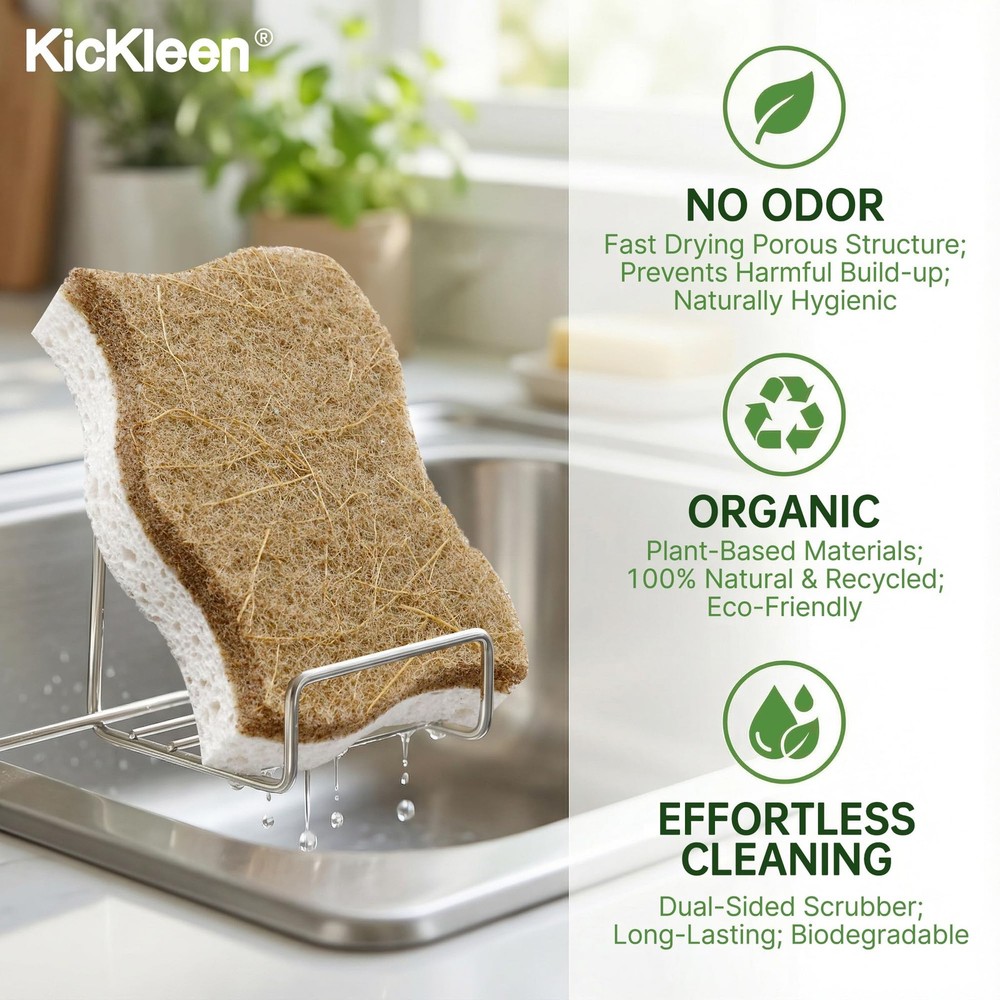 9 Pack Biodegradable Natural Kitchen Sponges Compostable Cellulose and Cocon...