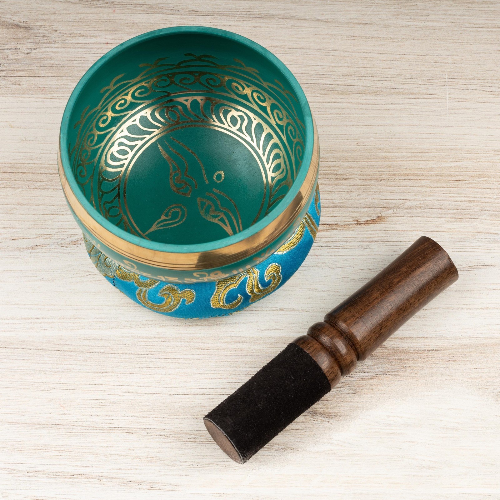 Tibetan Singing Bowl Turquoise Set, Made in Nepal, Sound Bowl, Chakra Healing