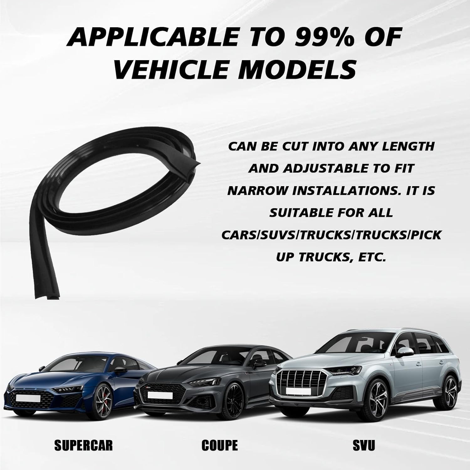 Windshield Cowl Rubber Seal Strip 1.7M/5.6Ft Car Front and Rear Weatherstrip...