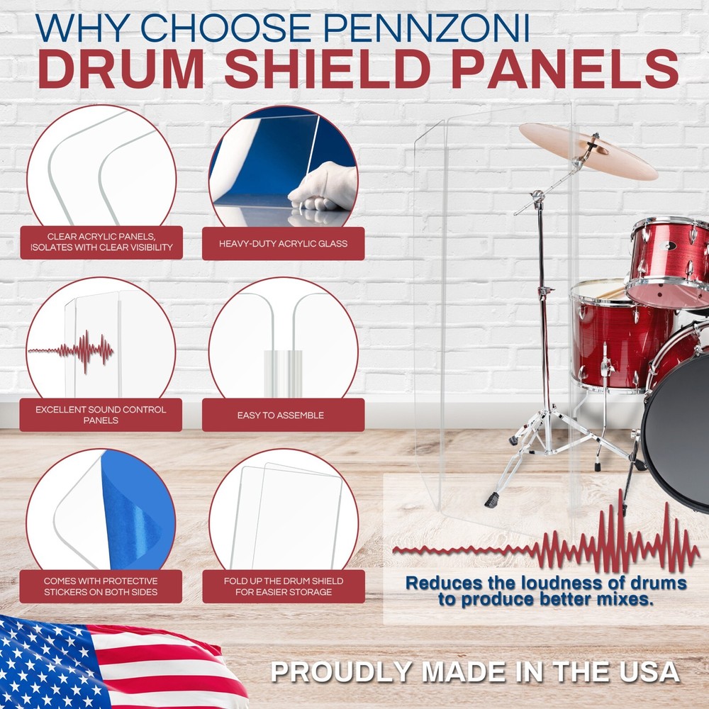 Drum Shield DS5 L 6 Section Drum Shield Acrylic Drum Panels Drums