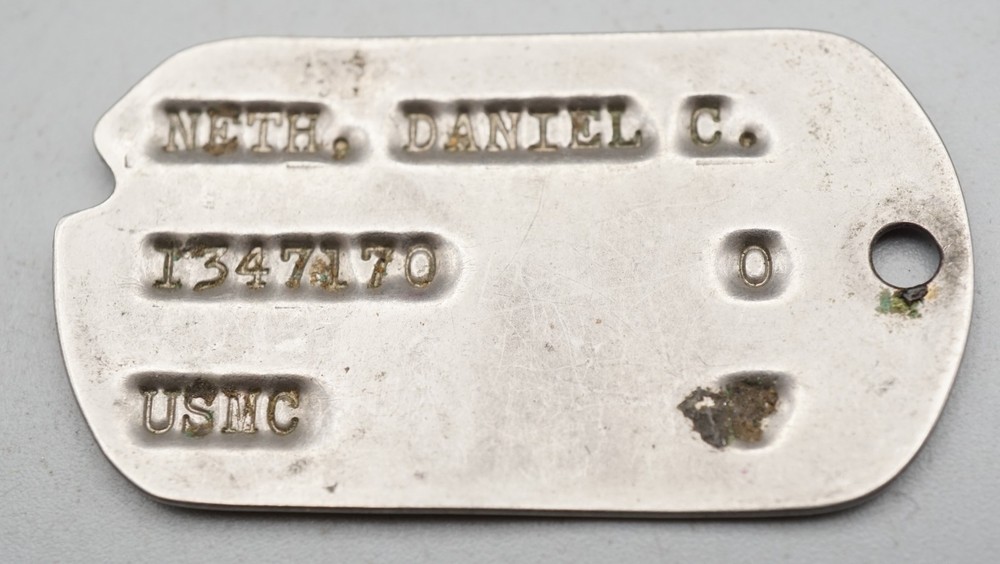 WWII - Korean War USMC Marine Dog Tag RARE ARMY STYLE TAG WITH NO T DATE