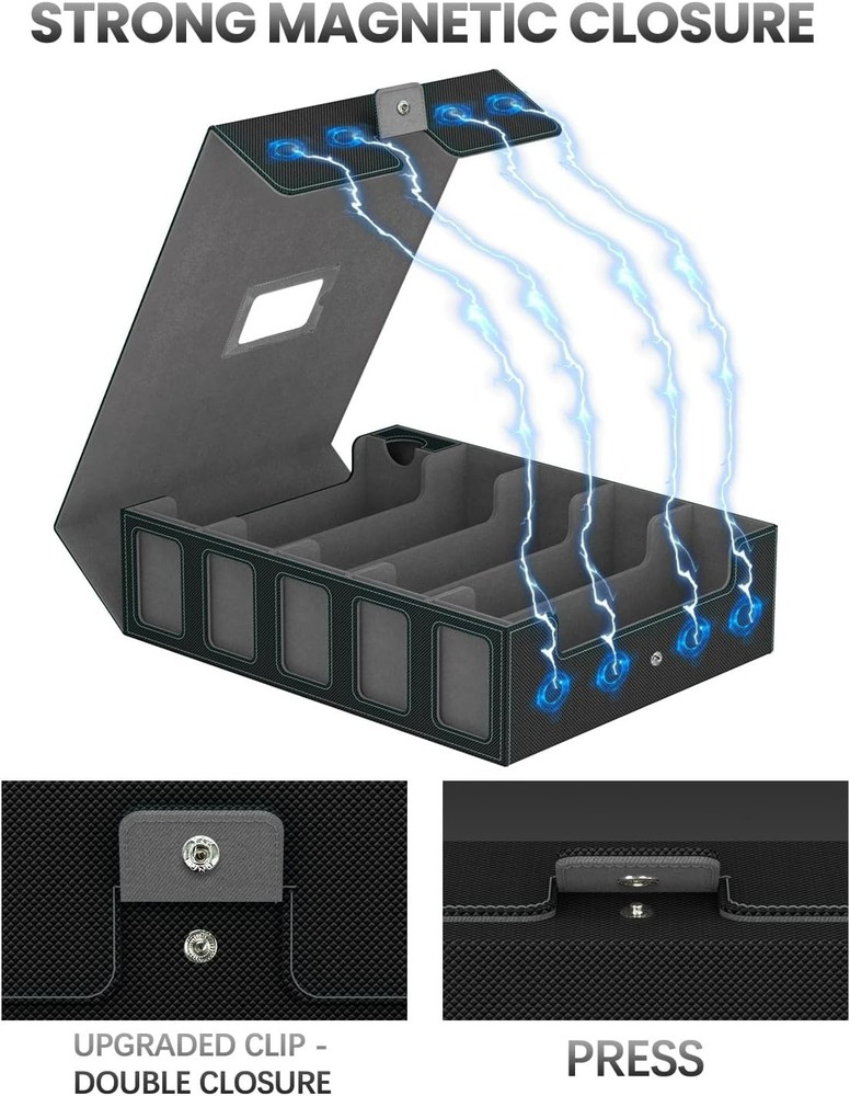 Trading Card Storage Box , 5-Row Card Case with Commander Display & Portable ...