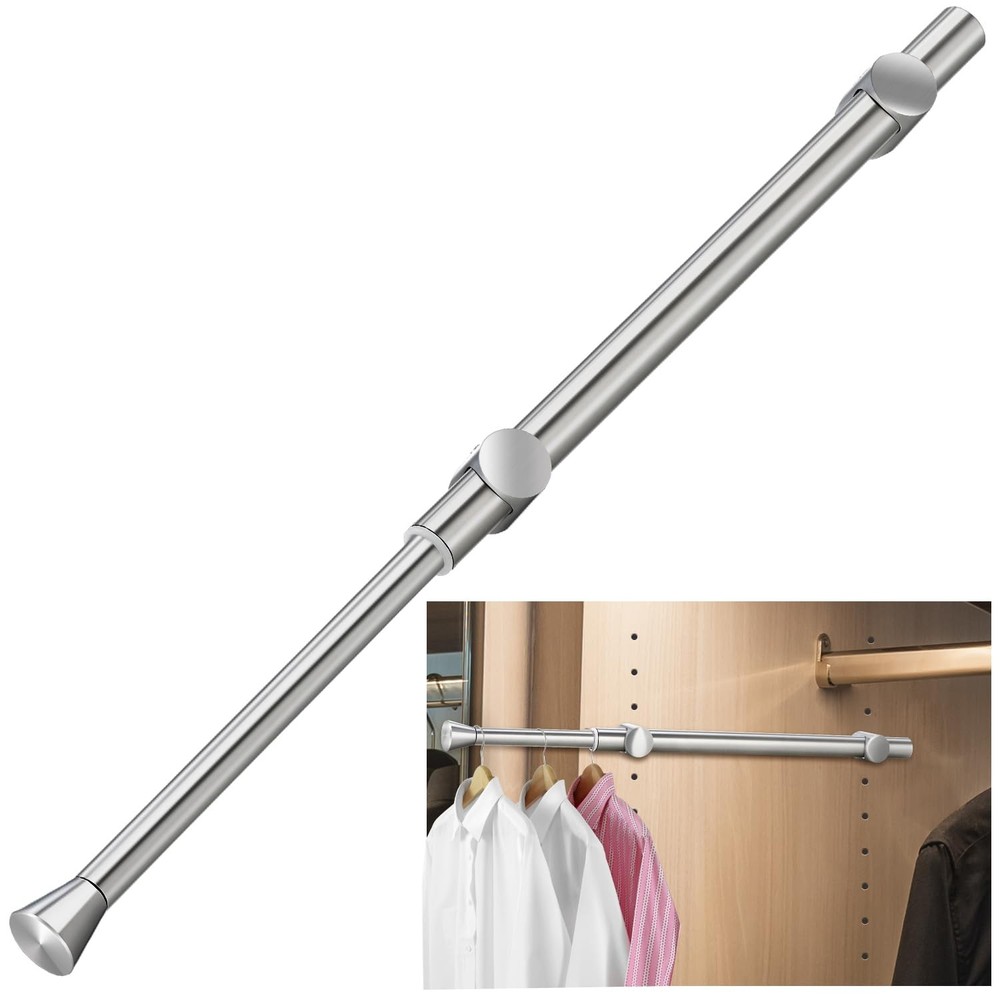 12" Valet Rod for Closet Pull Out, Adjustable Expandable 1PC, Silver