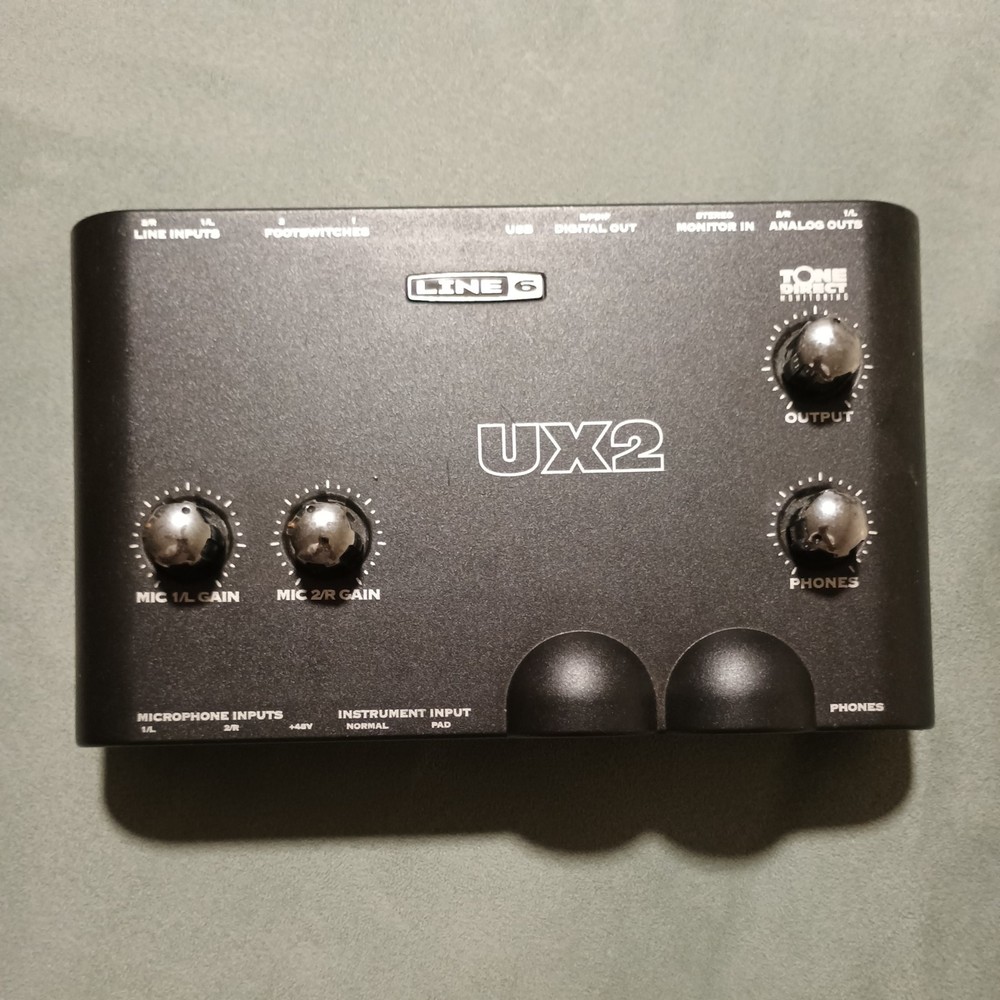 Line 6 UX2 USB Audio Interface, 2-Channel, XLR/Instrument Inputs, Phantom Power