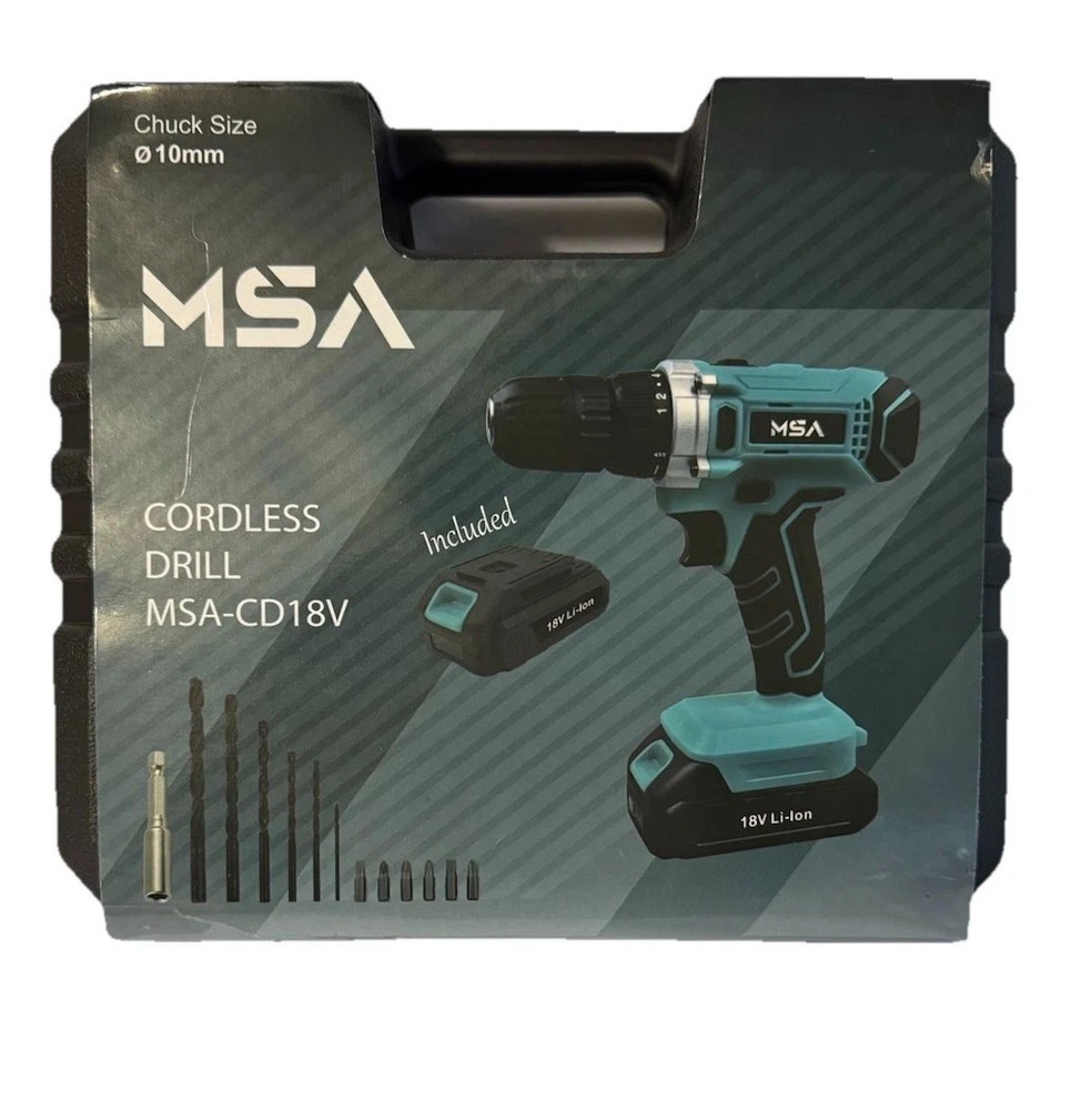 MSA 18 Volt Cordless Drill Driver with 2 Professional Batteries