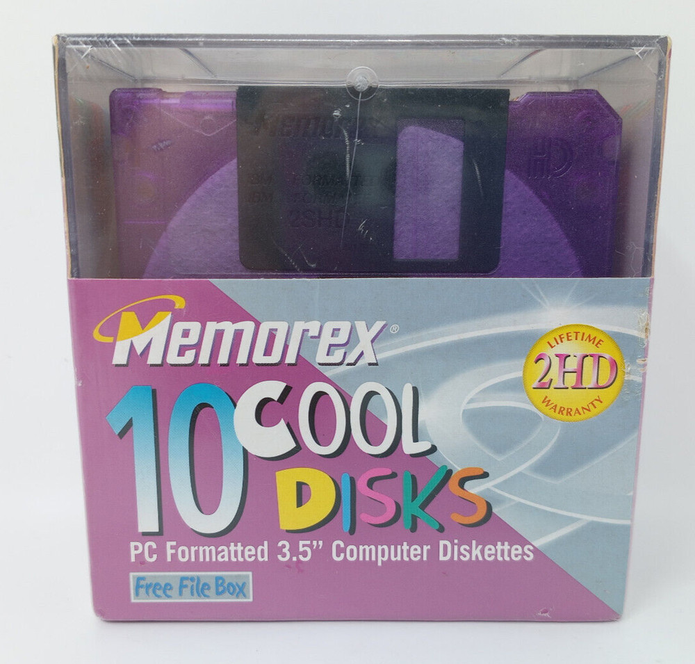 10 Pack Memorex 2HD 3.5" Computer Diskettes PC Format Cool Disks -New Sealed