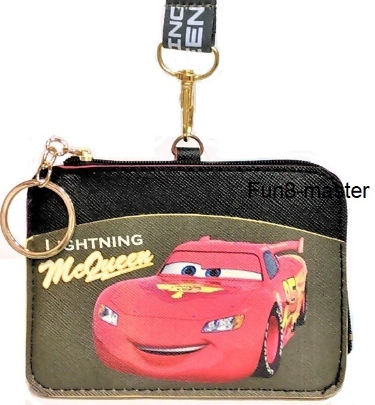 Pixar Car Lightning Mcqueen Wallet Coin Purse Card Holder Case Pouch Bag Lanyard