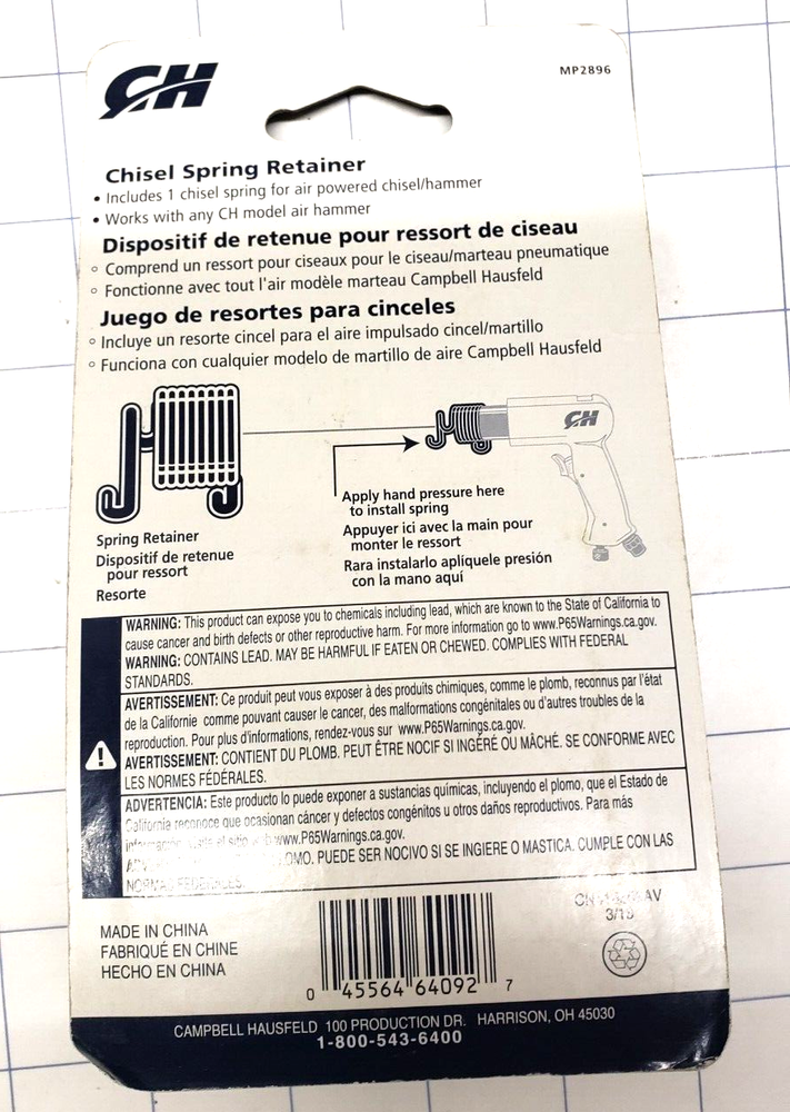 NOS Campbell Hausfeld Chisel Spring Retainers MP2896 Free Shipping!!
