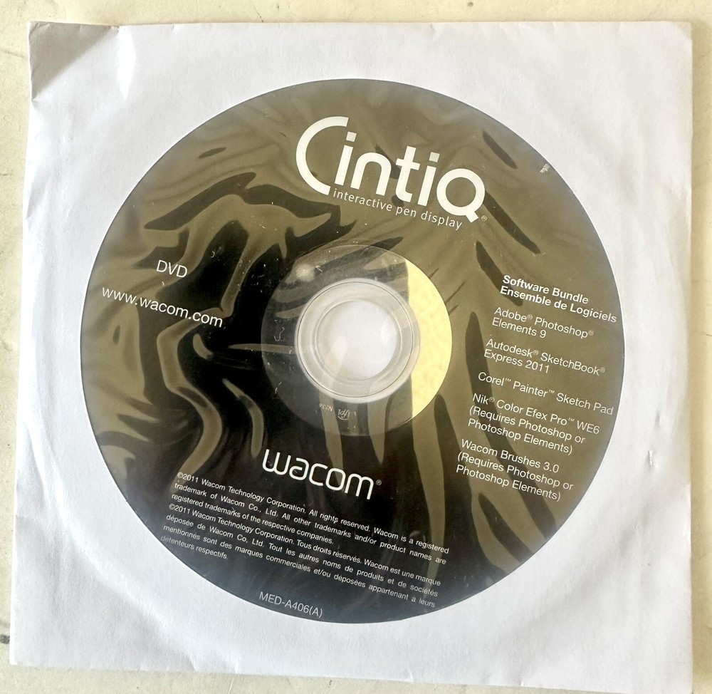 Wacom Cintiq 24HD Interactive Pen Display CD-ROM Software DVD Install CD Bundle