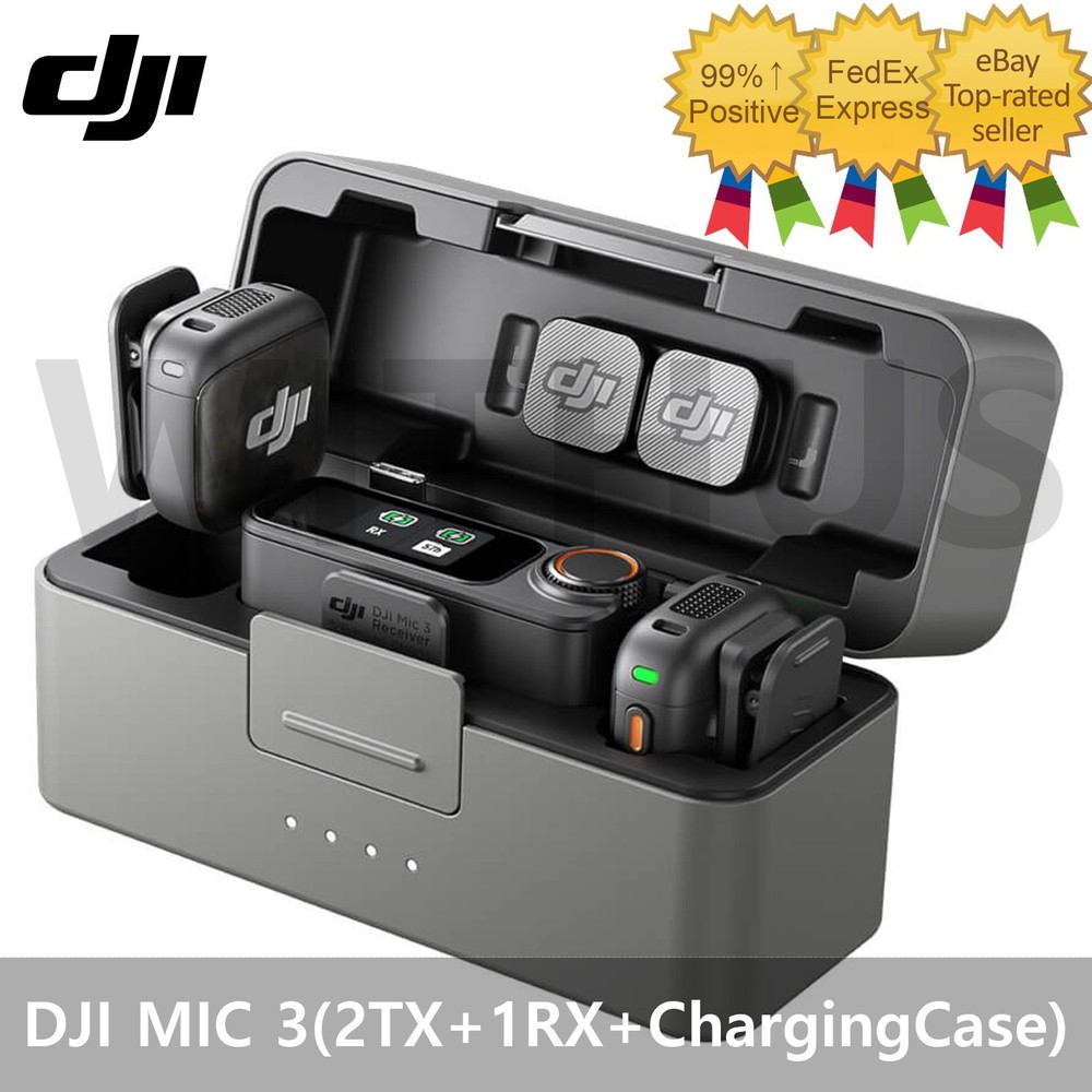 DJI MIC 3 (2TX + 1RX + ChargingCase) Wireless Lavalier Microphone Full Set=