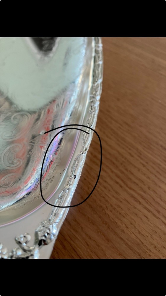 Queen Anne Silver Plated Serving Tray & Handle Boxed (please see description)