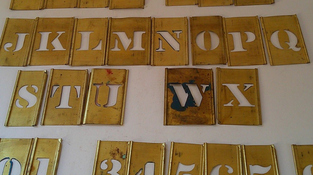 1" Brass Stencils Letters & Numbers Incomplete Set 32 Pcs