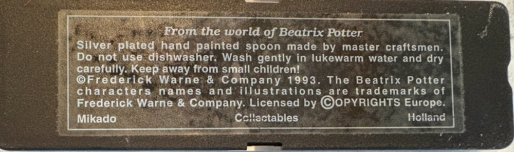 NEW UNOPENED Collectors World - Beatrix Potter Silver Plated Peter Rabbit Spoon