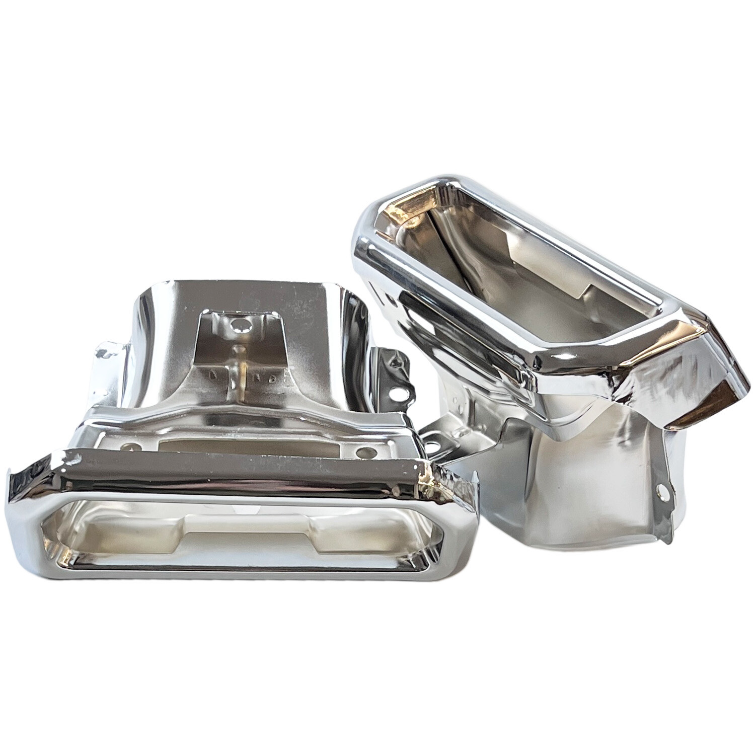 Pair Exhaust Tips Bezels for Chevy Silverado GMC Sierra 1500 2019-2024 Silver