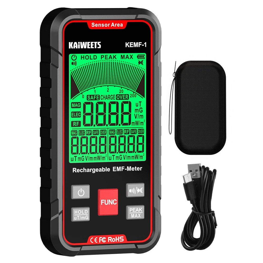 Rechargeable Three-in-One Handheld Electromagnetic Field Meter
