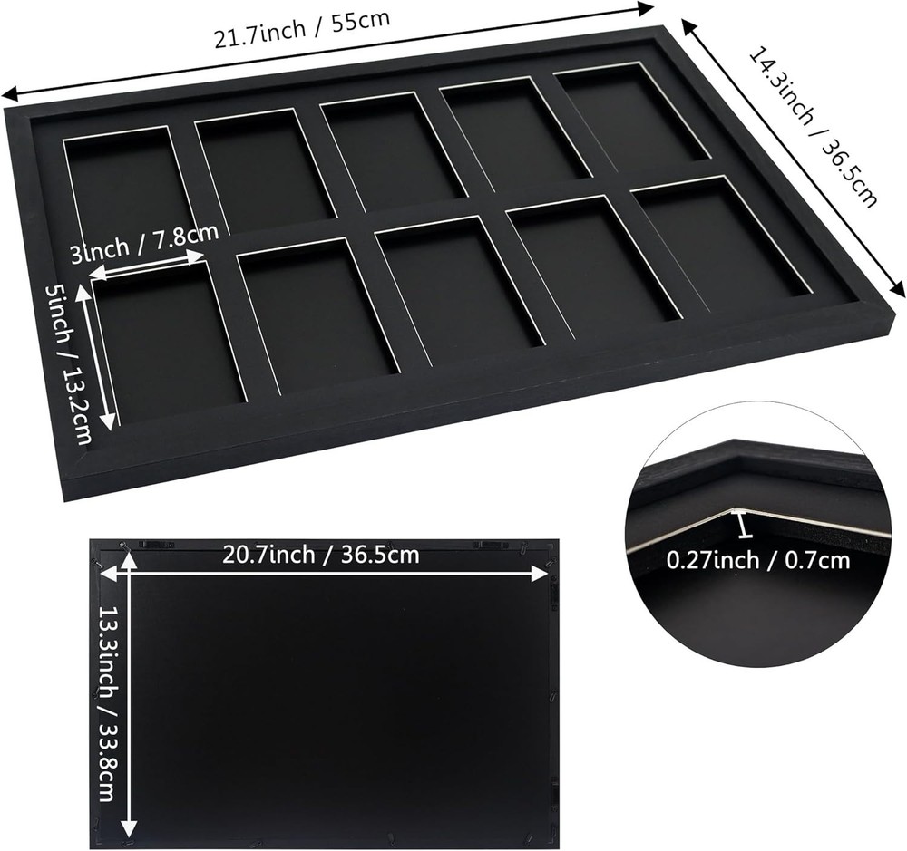 psa graded card display frame for 10 slabs, wall mount trading card case