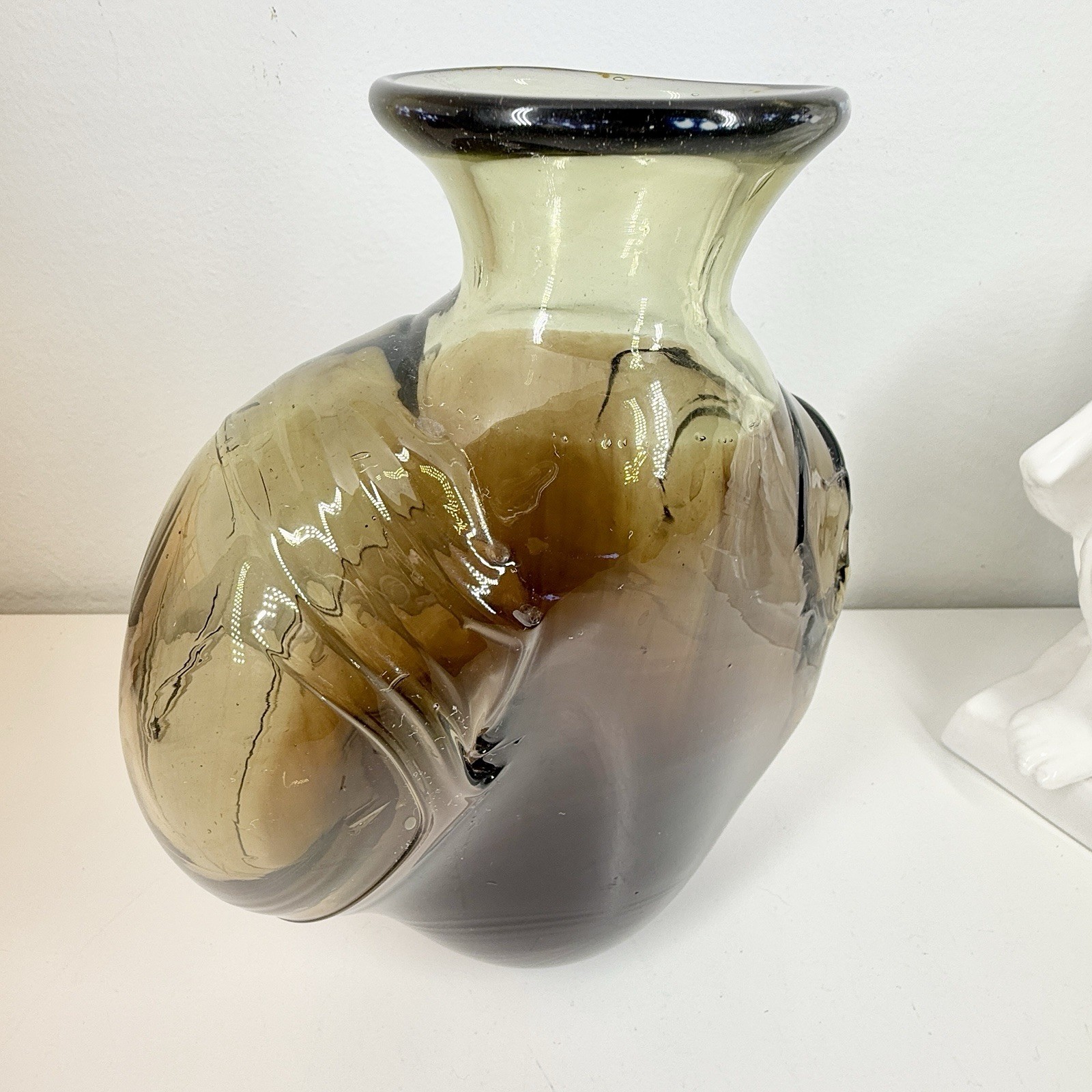 KENT IPSEN Glass VASE Brutalist MCM 1969 Abstract Sculpture Eames Era