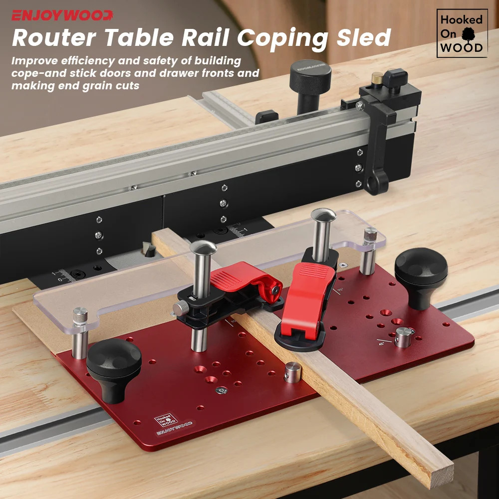 Table Rail Coping Sled Hooked on Wood Woodworking Rail Guide Safety Coping Sled