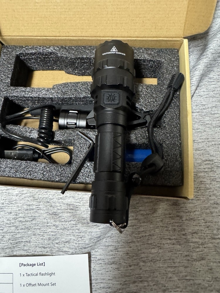 XE8 LED Rechargeable Tactical Flashlight for Rifle, Offset Mount, Pressure Swit…