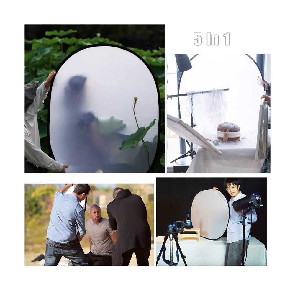 5 in 1 Camera Lighting Reflector/Diffuser Kit 40"x 60"/100 x 150CM Portable M...
