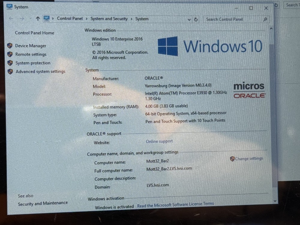 Oracle MICROS Workstation 3 POS Terminal - M70