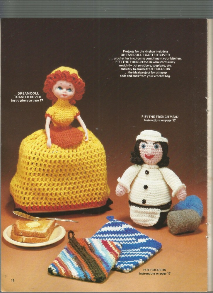 Crochet Patterns Santa Doll Dog Clown Poodle Container Bunny E13