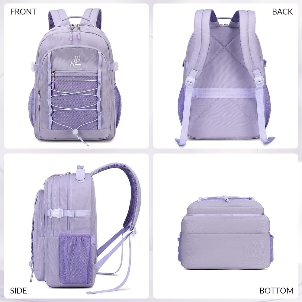 Lanola Basic Multi-Pocket Multipurpose Casual Backpack Water Dark Blue