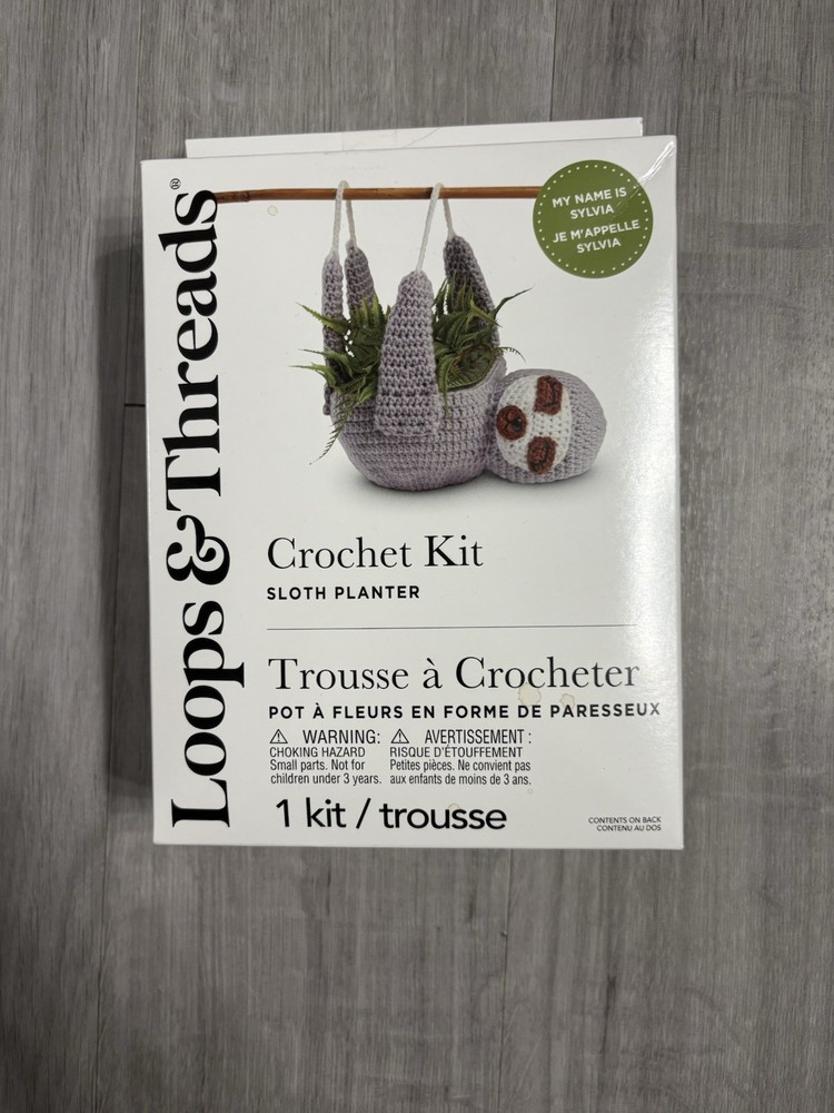 Intermediate Sloth Planter Crochet Kit by Loops & Threads