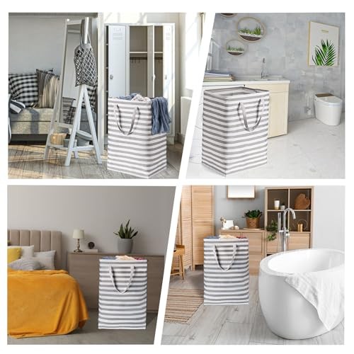 2-Pack Large Laundry Basket,Waterproof Freestanding Laundry 75L Grey