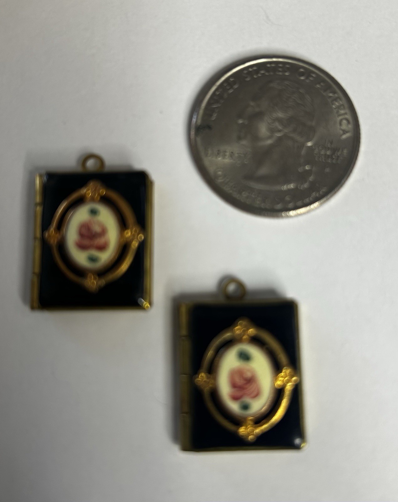 Vintage Black Enamel Lockets Enamel Book Lockets (2) Pcs Per Order