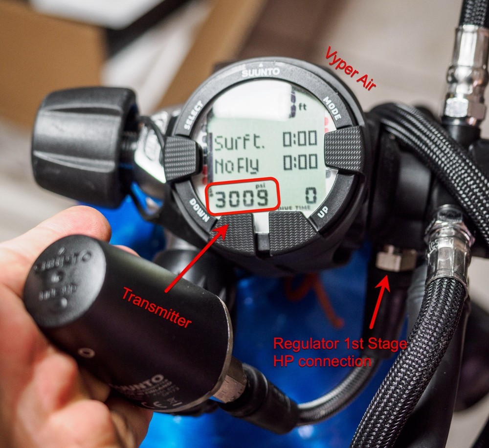 Suunto Vyper Air scuba computer + Wireless Transmitter + Data Cable, Ex Cond