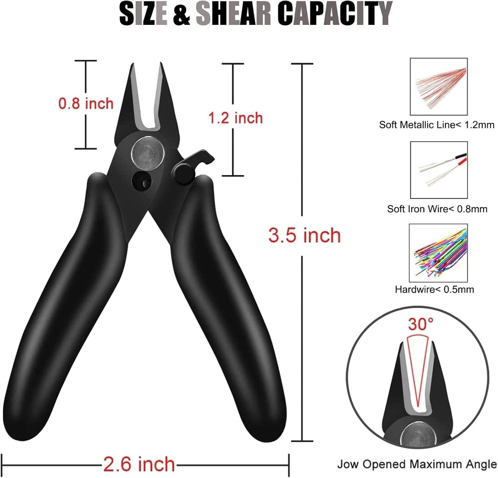 3.5-Inch Mini Wire Cutter with Lock & Spring for Precision Cutting Tasks