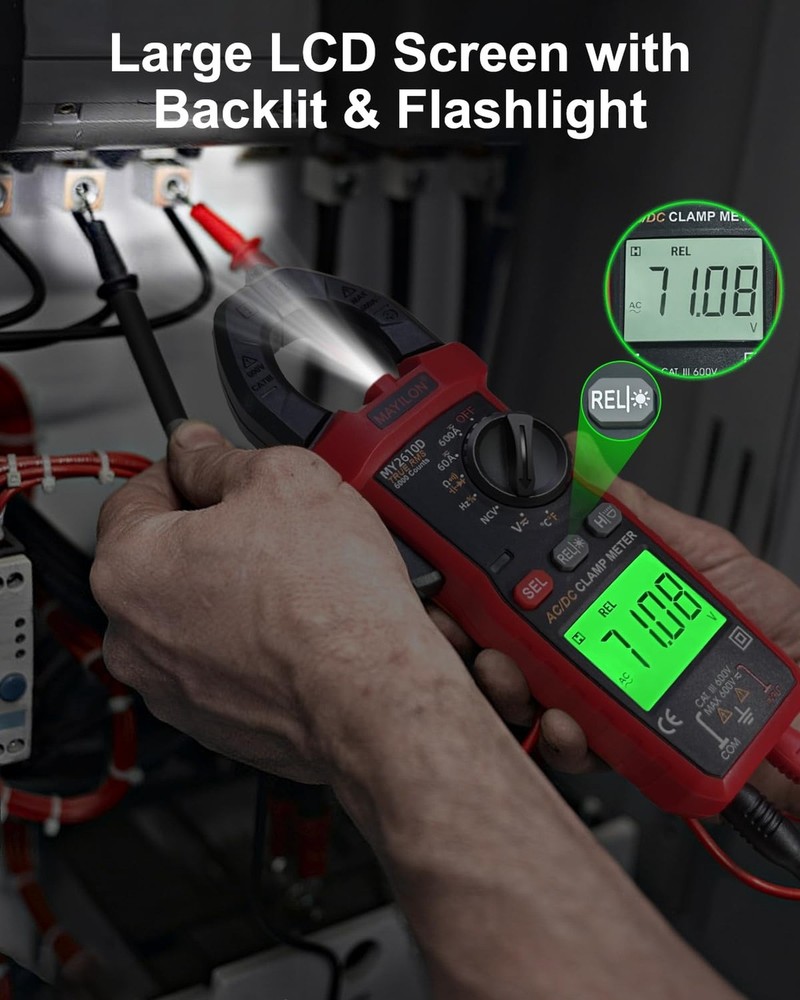Digital Clamp Meter, Multimeter TRMS 6000 Counts Amp Volt Meter Auto-ranging ...
