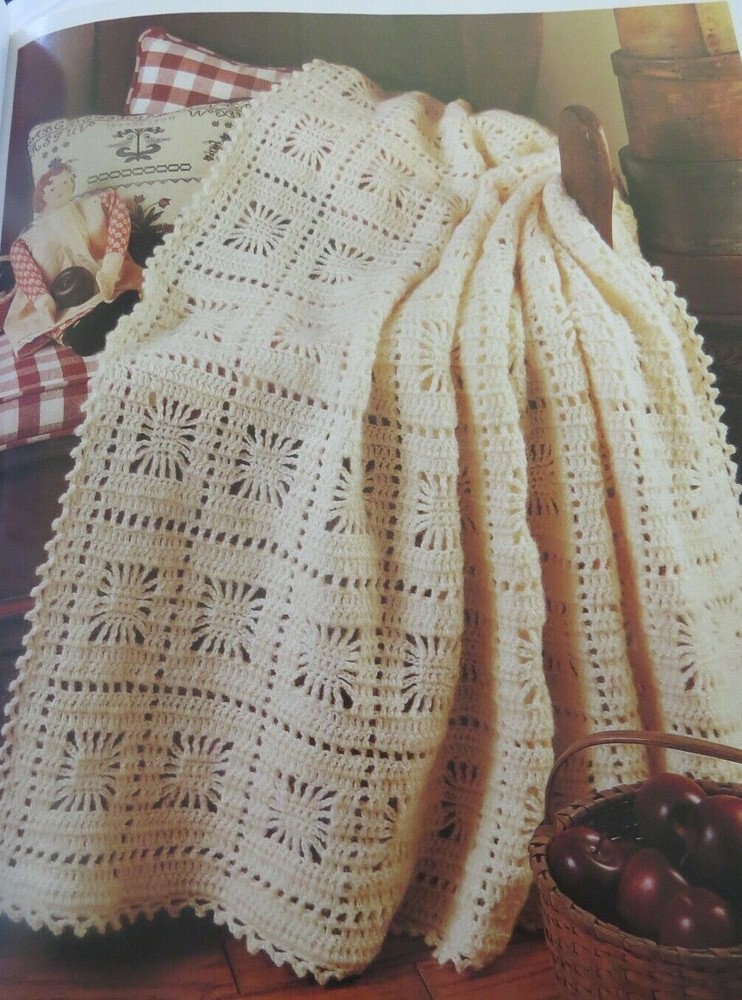 Lacy Blocks afghan;  (#4061-6)    vintage crochet pattern