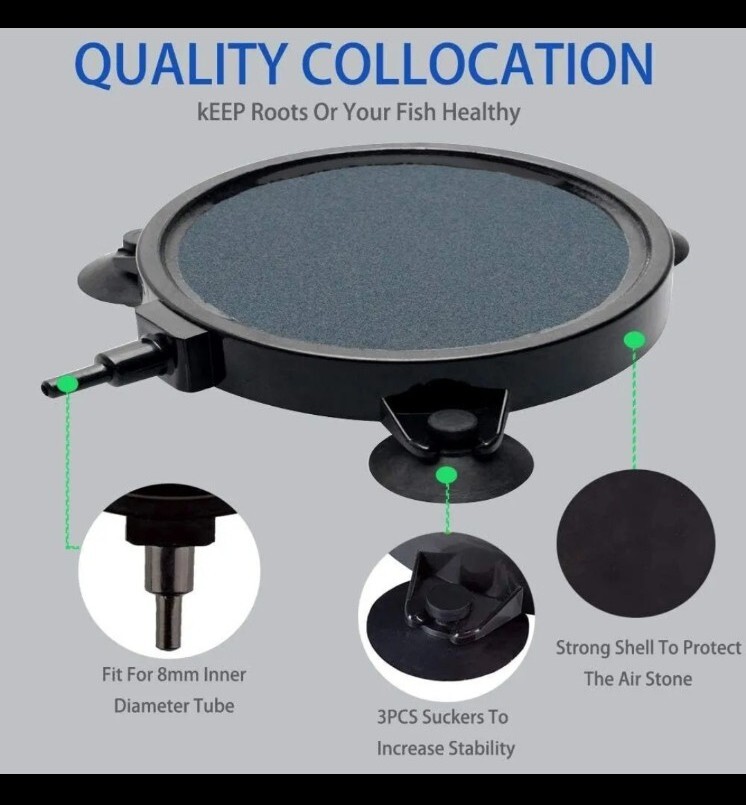 4.2-Inch Air Stone Disc Bubble Diffuser with Suction Cups for 4 PCS