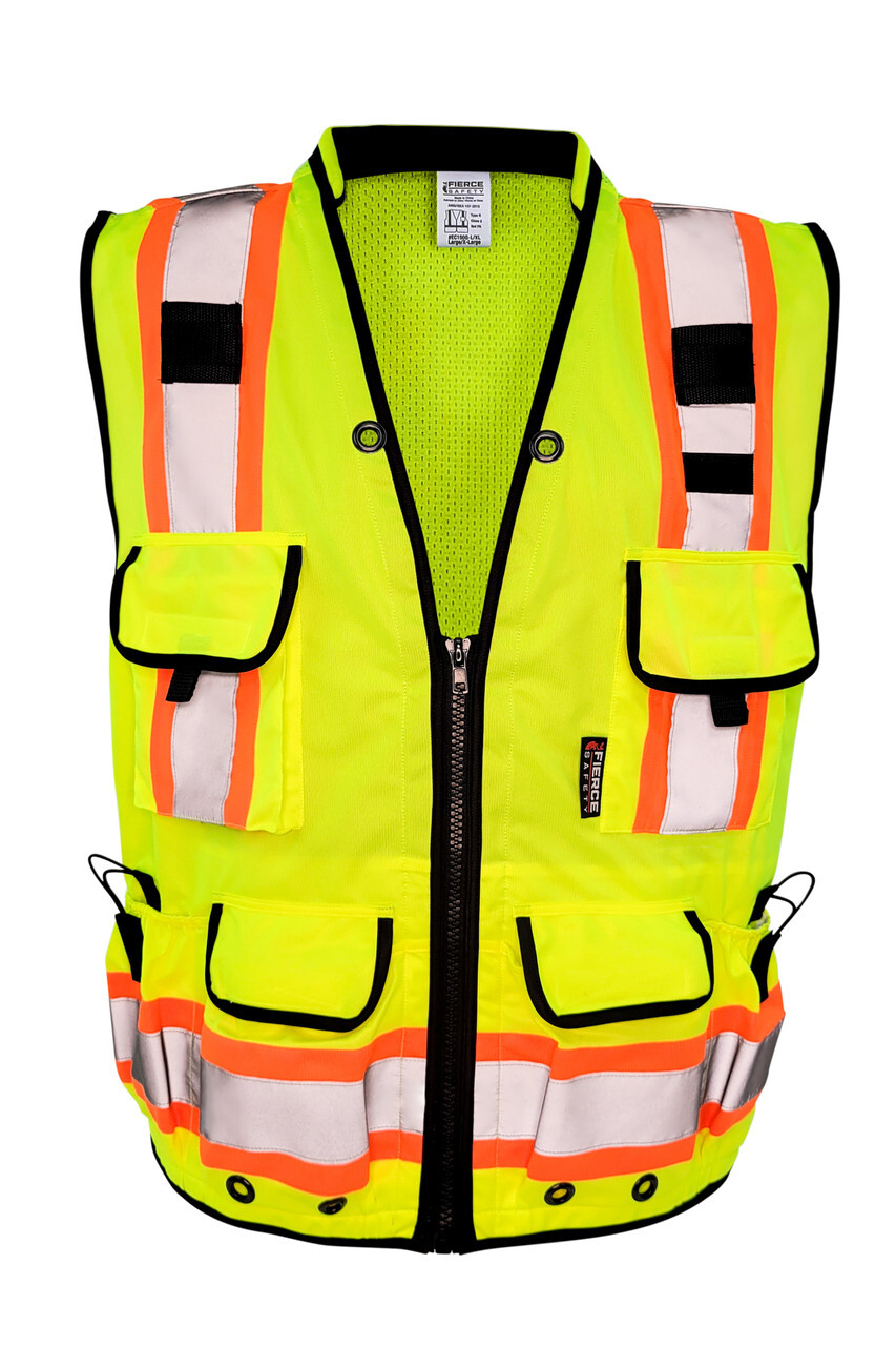 Fierce Safety Class 2 Lime Heavy Duty Vest with Tablet Pockets