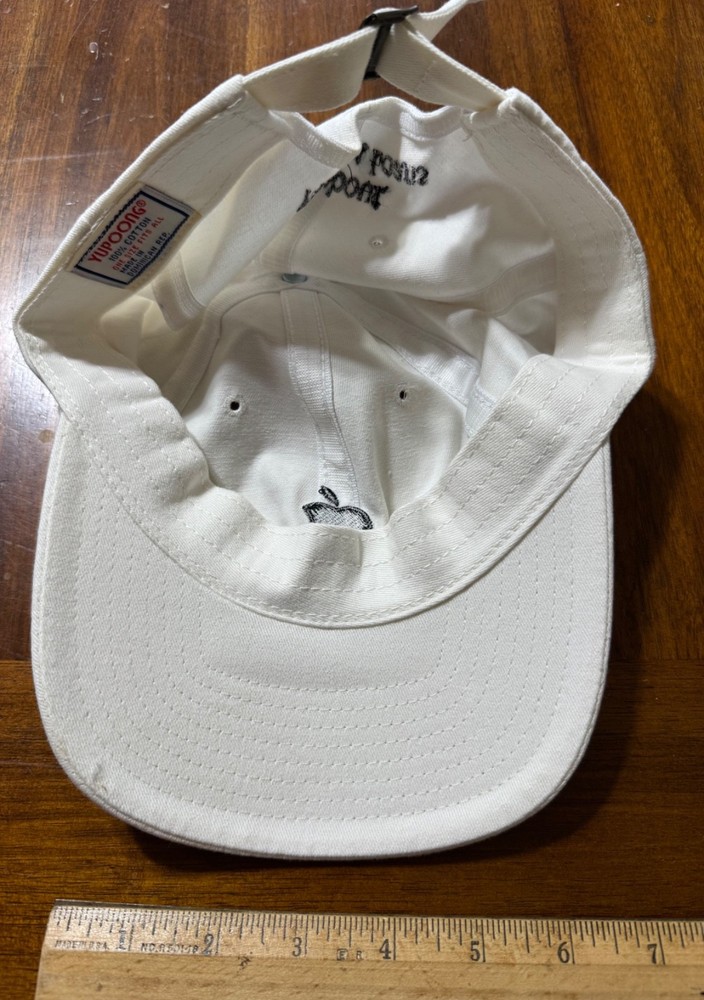 Apple Baseball Hat Cap White Black Apple Bit Logo Apple Instant Loans backside
