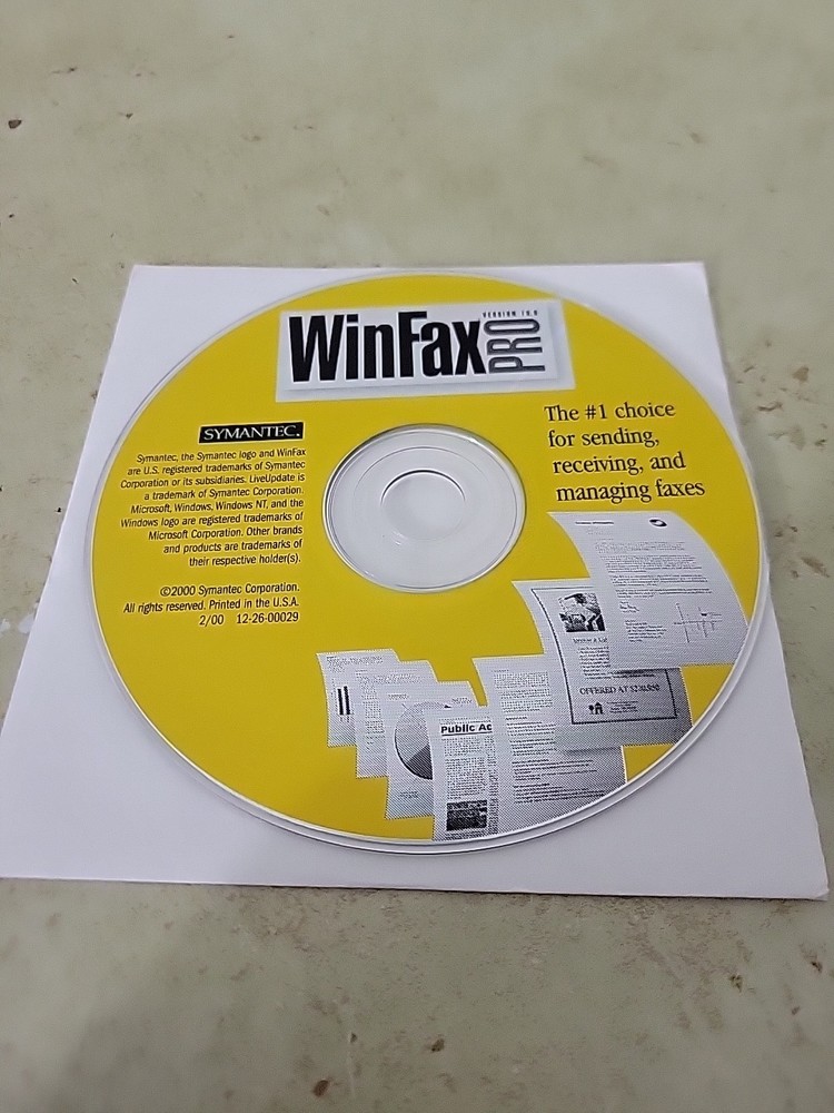 SYMANTEC WinFax Pro VERSION 10 Windows 2000 NT 98 95