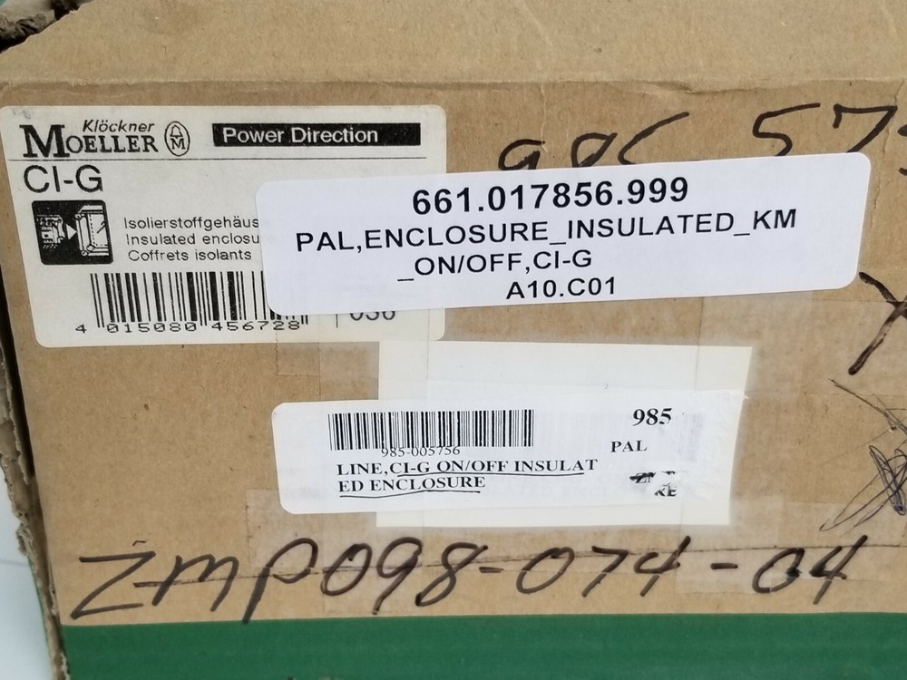 NIB KLOCKNER MOELLER CI-G ENCLOSURE W/ P3-63/E CIRCUIT INTERRUPTER SWITCH