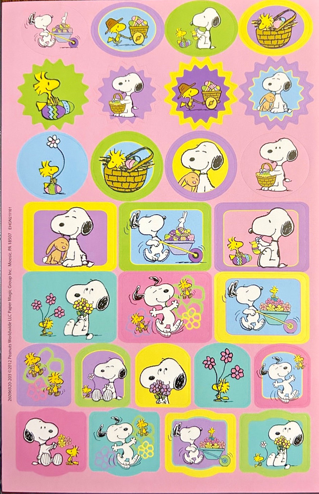 PEANUTS SNOOPY & FRIENDS, EASTER - SPRING, ONE SHEET BEAUTIFUL STICKERS #PNUTS3