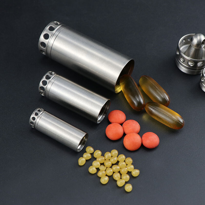 Titanium Pill Holder Case Organizer Container Portable Waterproof Keychain EDC