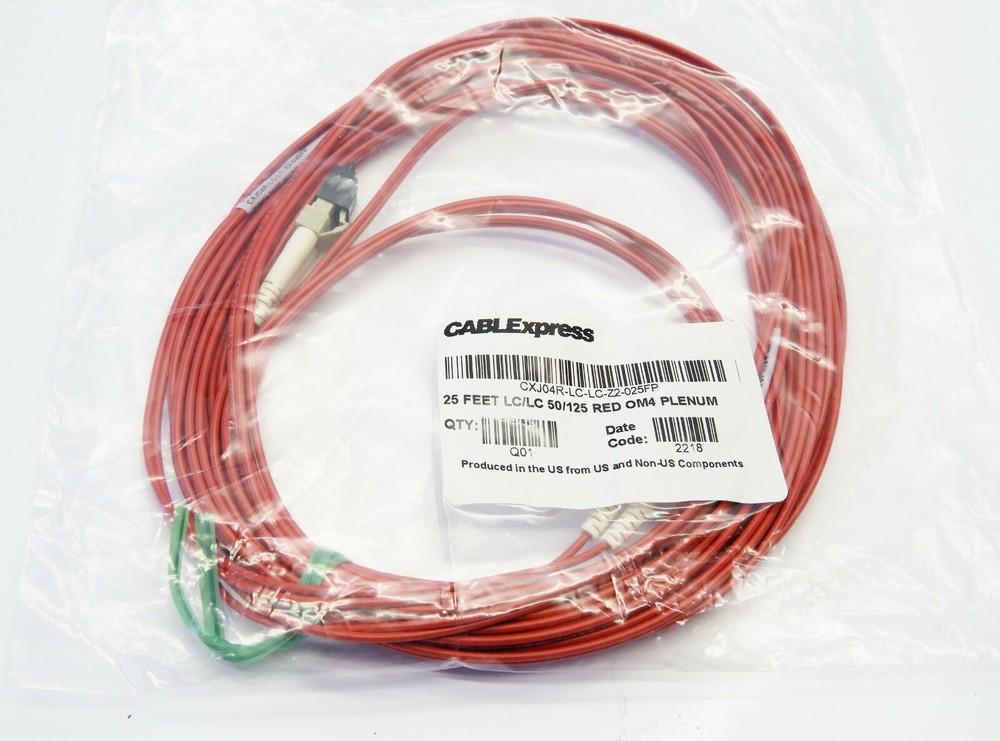 25 Feet LC/LC 50/125 Red OM4 Plenum CABLExpress