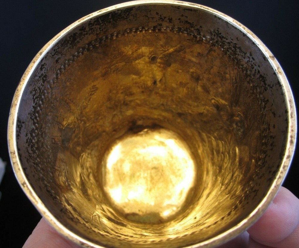 1700's Arnholt Lange Danzig Russian Religious SOLID SILVER CUP ANGELS-MEN-DOVES