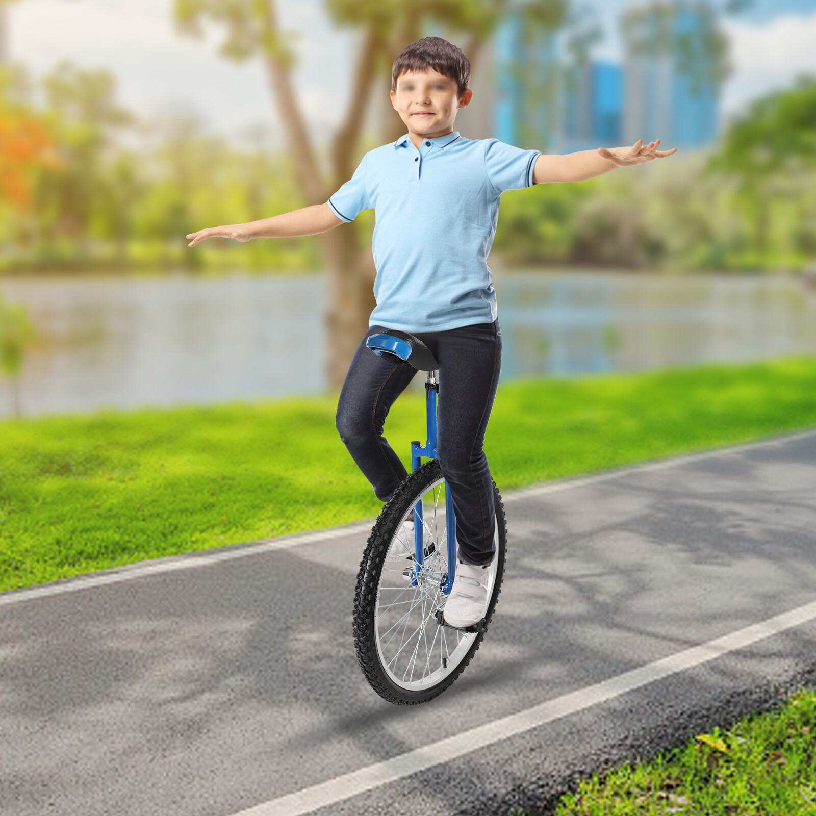 Unicycle with Excellent Steel Frame Leakproof Tire Adjustable Height for Outdoor