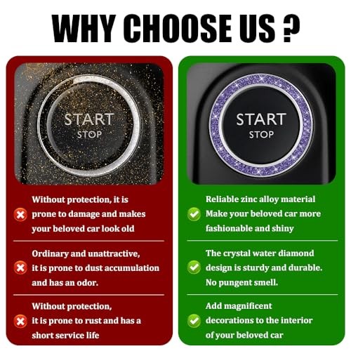 Car Engine Start Stop Decoration Ring, Car Engine Start Button 2PCS Purple